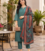 Women's straight side slit  kurta pant set with digital dupatta