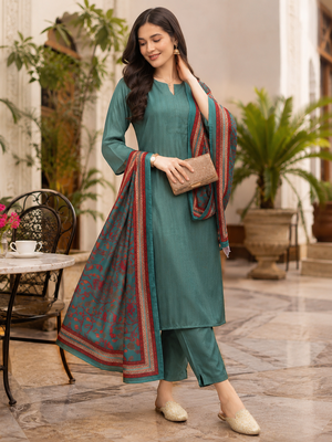 Women's straight side slit  kurta pant set with digital dupatta 2