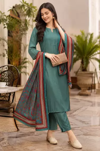 Women's straight side slit  kurta pant set with digital dupatta