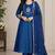 Teal&blue chanderi readymade anarkali suit with embroidery work