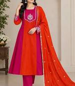 Rani&rust chanderi readymade anarkali suit with embroidery work