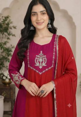 Rani&rust chanderi readymade anarkali suit with embroidery work 2