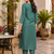 Women's straight side slit  kurta pant set with digital dupatta
