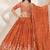 Rust Orange Chinon Silk Embroidered Lehenga Choli Set