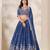 Navy Blue Chinon Silk Embroidered Lehenga Choli Set