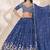 Navy Blue Chinon Silk Embroidered Lehenga Choli Set