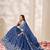 Navy Blue Chinon Silk Embroidered Lehenga Choli Set