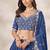 Navy Blue Chinon Silk Embroidered Lehenga Choli Set