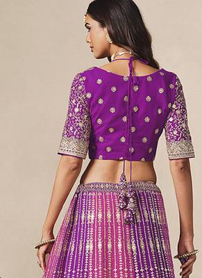 Purple & Rani Pink Faux Georgette Embroidered Lehenga Choli 2
