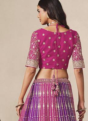 Rani Pink & Purple Faux Georgette Embroidered Lehenga Choli 2