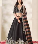 Black Art Silk Embroidered Sangeet Function Lehenga Choli