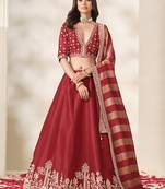 Red Art Silk Embroidered Sangeet Function Lehenga Choli