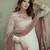 White&mauve georgette readymade suit with embroidery & sequence work