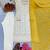 White&yellow georgette readymade suit with embroidery & sequence work