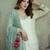 White&sea-green georgette readymade suit with embroidery & sequence work