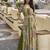 Olive georgette readymade shrug anarkali with embroidery work