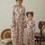 Pink & berry floral & abstract printed linen jumpsuit mother daughter matching combo
