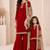 Red sequinned silk sharara set mother daughter matching combo