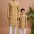 Yellow woven & floral printed cotton kurta pant set father son matching combo