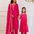 Rani pink gota patti & solid blended cotton kurta set & anarkali set mother daughter matching combo