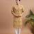 Yellow woven & floral printed cotton kurta pant set father son matching combo