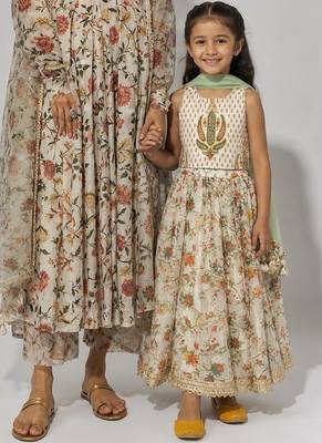 Multicolor gota patti chanderi anarkali set & lehenga choli mother daughter matching combo 1