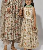 Multicolor gota patti chanderi anarkali set & lehenga choli mother daughter matching combo
