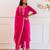 Rani pink gota patti & solid blended cotton kurta set & anarkali set mother daughter matching combo