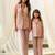Pink beaded & solid cotton salwar suit mother daughter matching combo