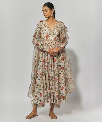 Multicolor gota patti chanderi anarkali set & lehenga choli mother daughter matching combo 2