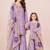 Purple sequinned silk sharara set mother daughter matching combo