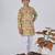 Yellow woven & floral printed cotton kurta pant set father son matching combo