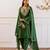 Green gota patti blended cotton anarkali set & top and bottom set mother daughter matching combo