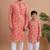 Orange woven & floral printed cotton kurta pant set father son matching combo
