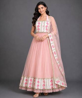 Blue & pink floral printed cotton silk lehenga choli mother daughter matching combo 2