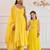 Yellow gota patti & solid blended cotton anarkali set & skirt set mother daughter matching combo