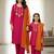 Pink embroidered cotton full sleeve kurta set mother daughter matching combo