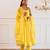 Yellow gota patti & solid blended cotton anarkali set & skirt set mother daughter matching combo