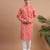 Orange woven & floral printed cotton kurta pant set father son matching combo
