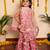 Pink floral printed & gota patti cotton skirt set & sharara set mother daughter matching combo
