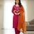 Pink embroidered cotton full sleeve kurta set mother daughter matching combo