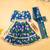 Teal blue hand embroidered chanderi kurta set & lehenga choli mother daughter matching combo