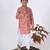 Orange woven & floral printed cotton kurta pant set father son matching combo