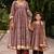 Maroon & brown floral printed & gota patti organza anarkali set mother daughter matching combo