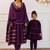 Purple gota patti & solid blended cotton anarkali set mother daughter matching combo