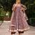 Maroon & brown floral printed & gota patti organza anarkali set mother daughter matching combo