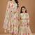 Multicolor floral printed chanderi anarkali set & lehenga choli mother daughter matching combo