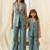 Dusty teal beaded & solid cotton salwar suit mother daughter matching combo
