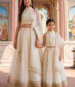 Ivory & white gota patti georgette & net lehenga choli mother daughter matching combo