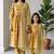 Lime green floral printed cotton salwar suit & kurta set mother daughter matching combo